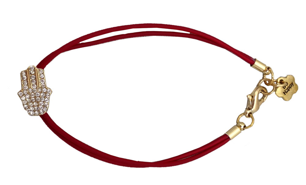Red Corded Crystal Hamsa BraceletJewish Jewelry