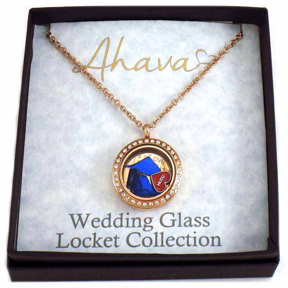 Jewish Wedding Gift - Stainless Steel Medium Rose Crystal Ahava ...