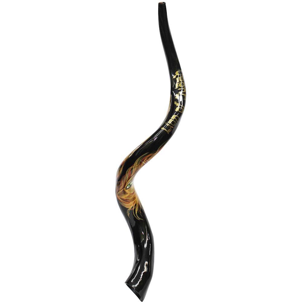 Jewish Gifts Shofar Large Painted Lion Of Judah Yemenite Shofar