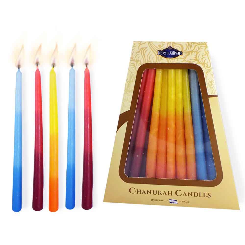 Multicolored Safed Hanukkah Candles From Israel