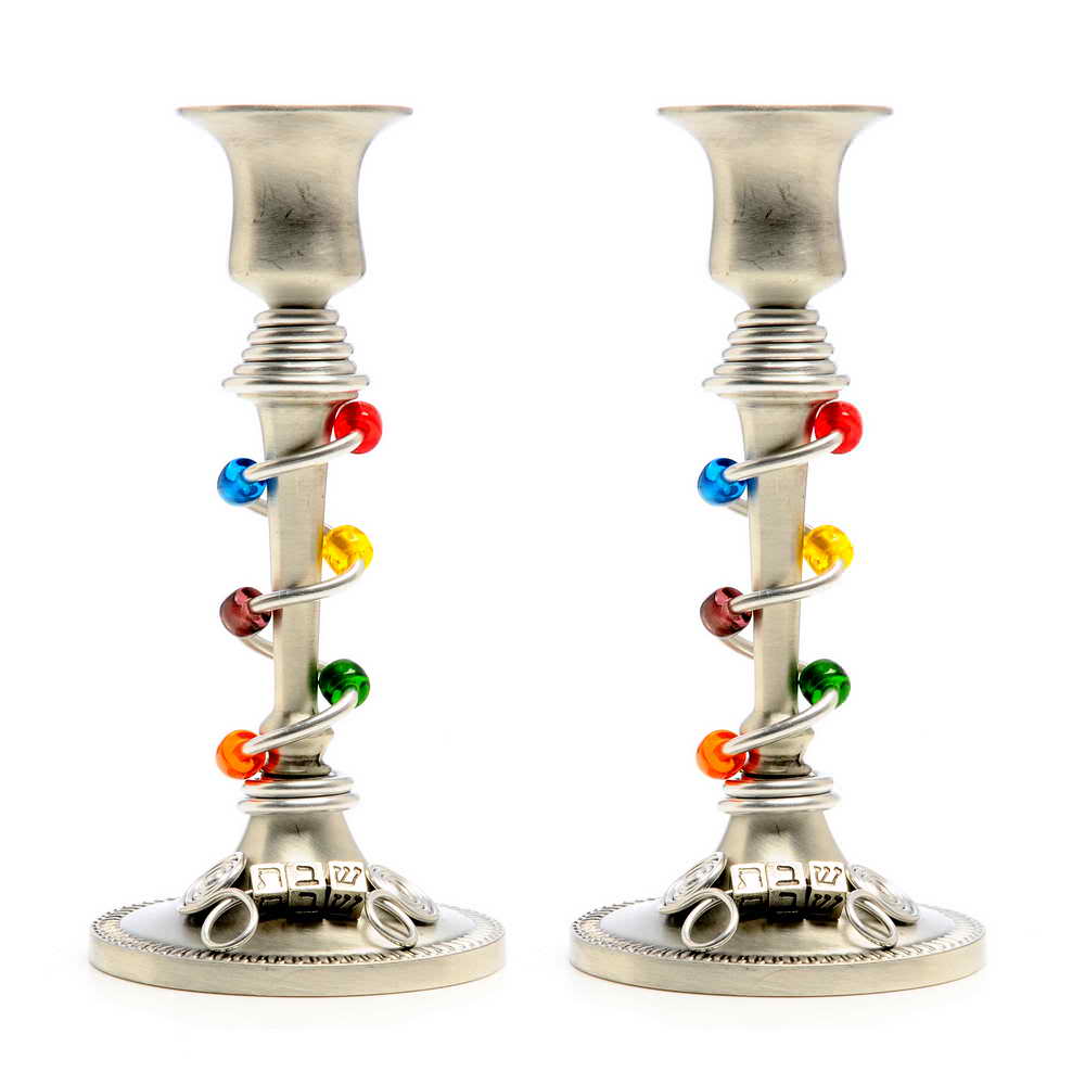 Tall Pewter "Sabbath" Candlesticks