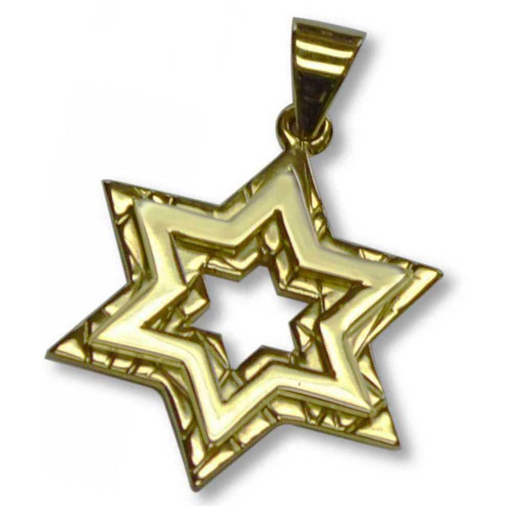 Jewish Jewelry From Israel - 14K Gold Textured Jewish Star ...