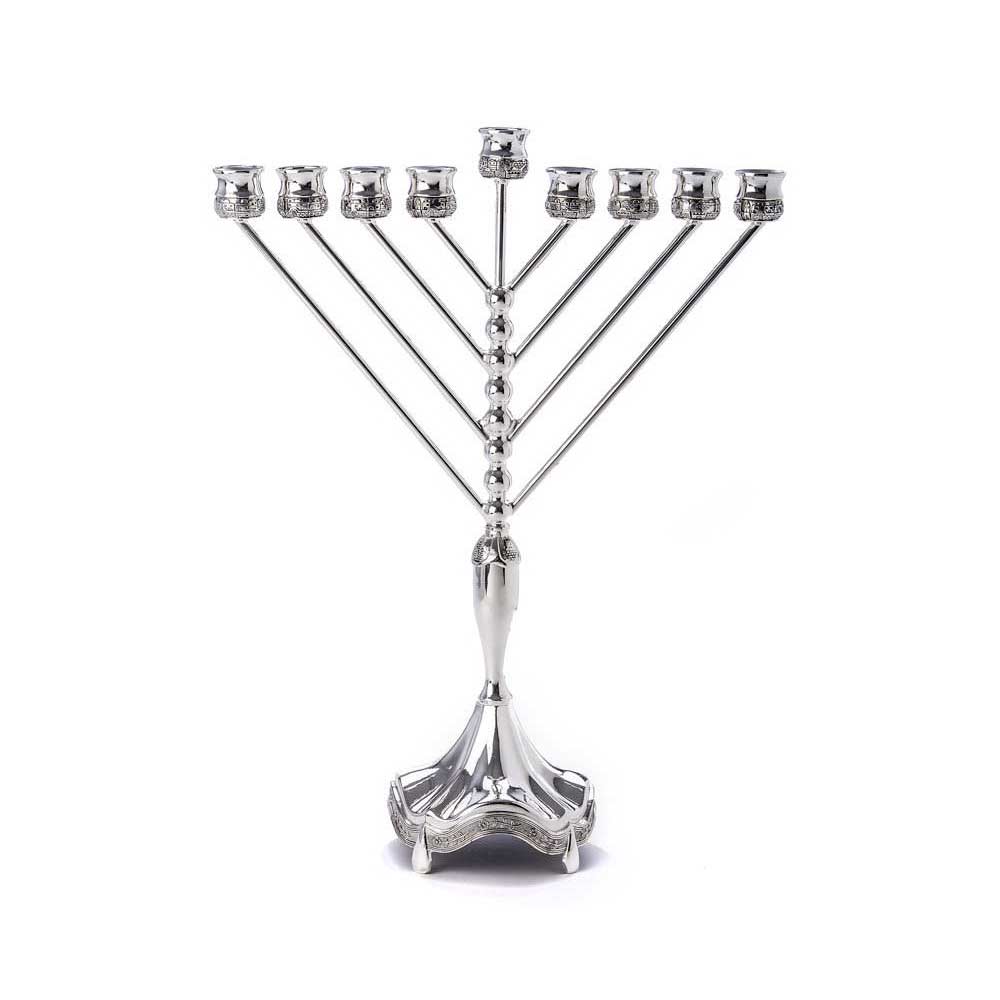 Menorah Judaica Silver Plated Chabad Rambam Style Menorah