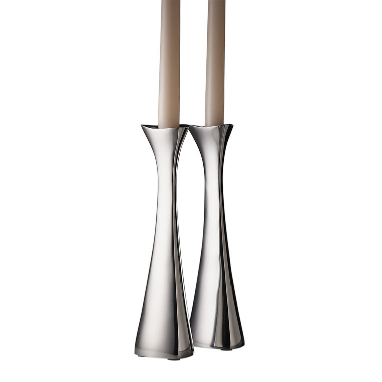 Nambe TriCorner Shabbat Candlesticks