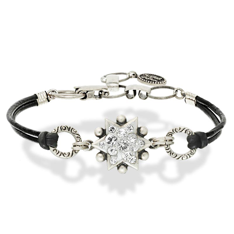 Jewish JewelryJudaicaStar Of David Leather Strap Bracelet