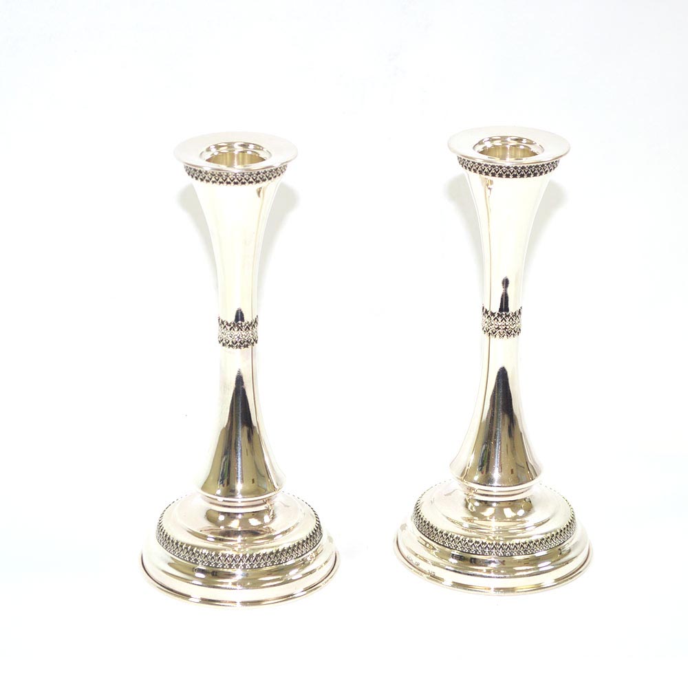 Sterling Silver Filigree Design Shabbat Candlesticks Made In Israel