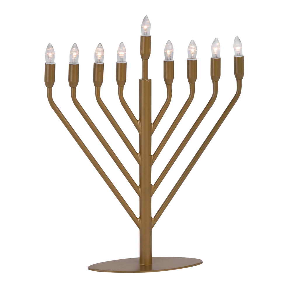 Hanukkah GiftsElectric Contemporary Hanukkah Menorah In Gold Tone Metal
