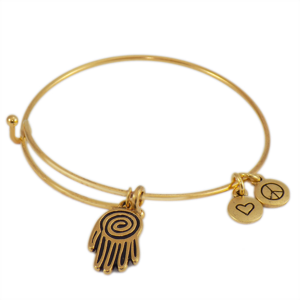 Jewish JewelryGold Tone Hamsa Bangle Charm Bracelet