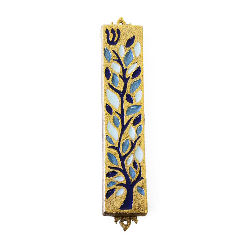 Mezuzahs Metal Mezuzahs Gold Plated Tree Of Life Mezuzah