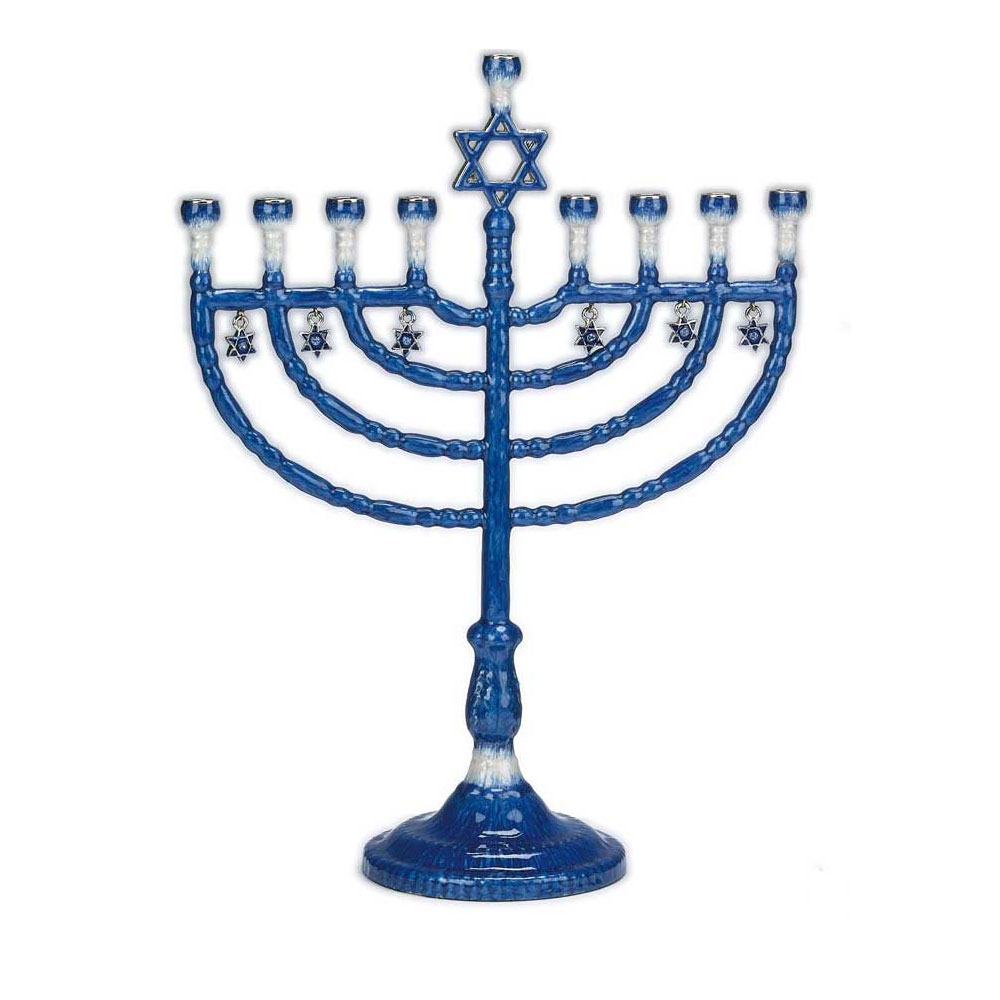 Hanukkah Gift Large Blue Enameled Menorah