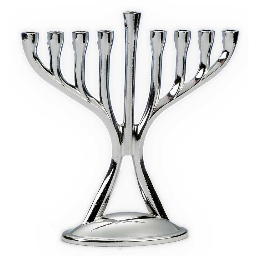 Hanukkah Gift Mini Modern Menorah In Silvertone