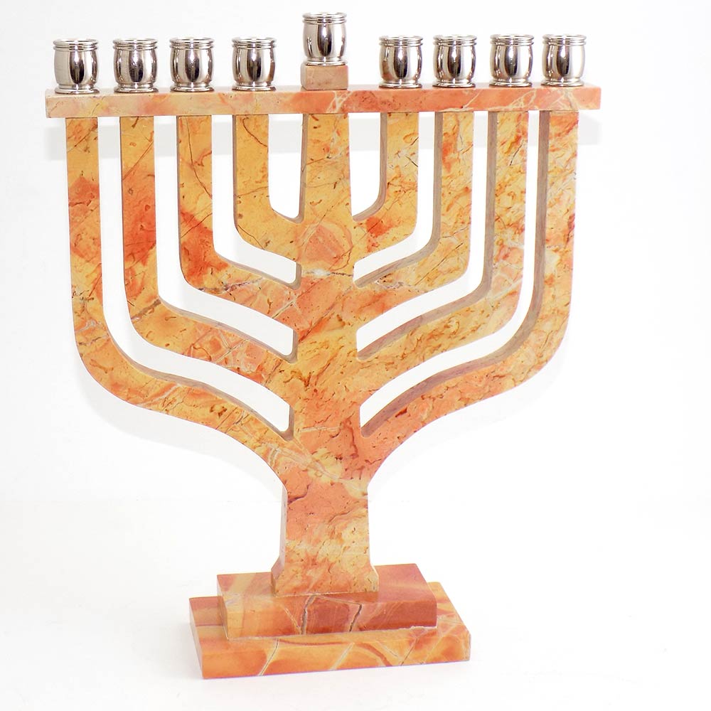 Hanukkah Gifts-Judaica Polished Menorah Jerusalem Stone