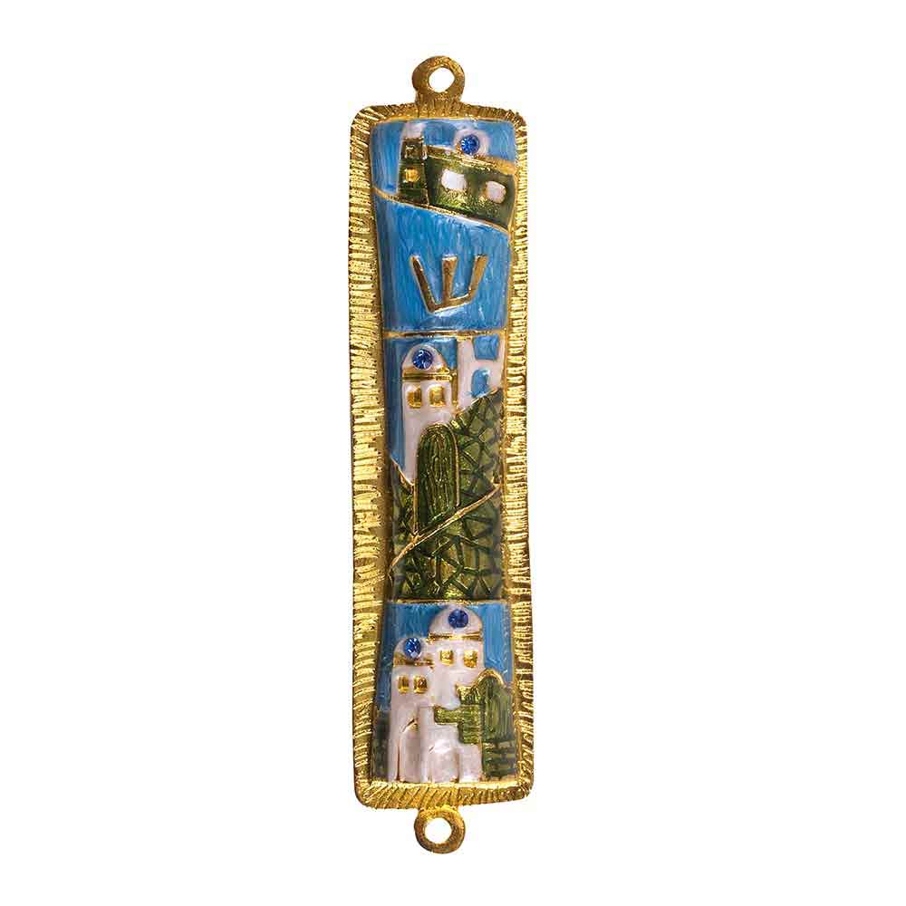Jerusalem Crystal Embellished Gold Tone Mezuzah jerusalem-crystal-embellished-gold-tone-mezuzah