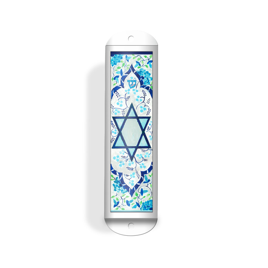 Mezuzahs Glass Mezuzahs Jewish Star Of David Graphic Mezuzah