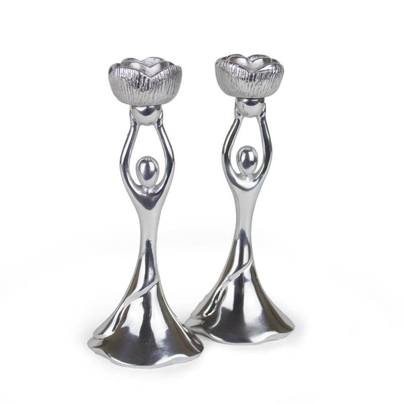 Pewter Dancing Candlestick PairJudaicaQuest Gifts