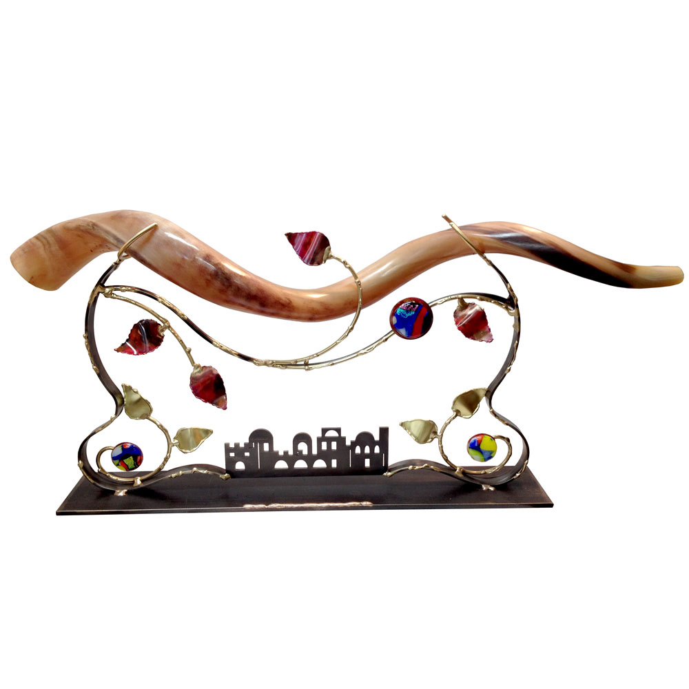Jewish High Holiday Shofar Stands Metal Sculpture Tabletop Shofar Stand
