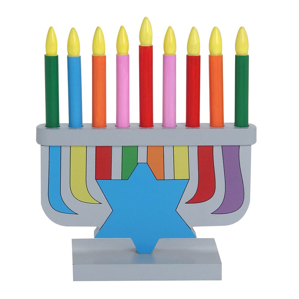 Hanukkah | Menorahs | Painted Wood Childs Menorah