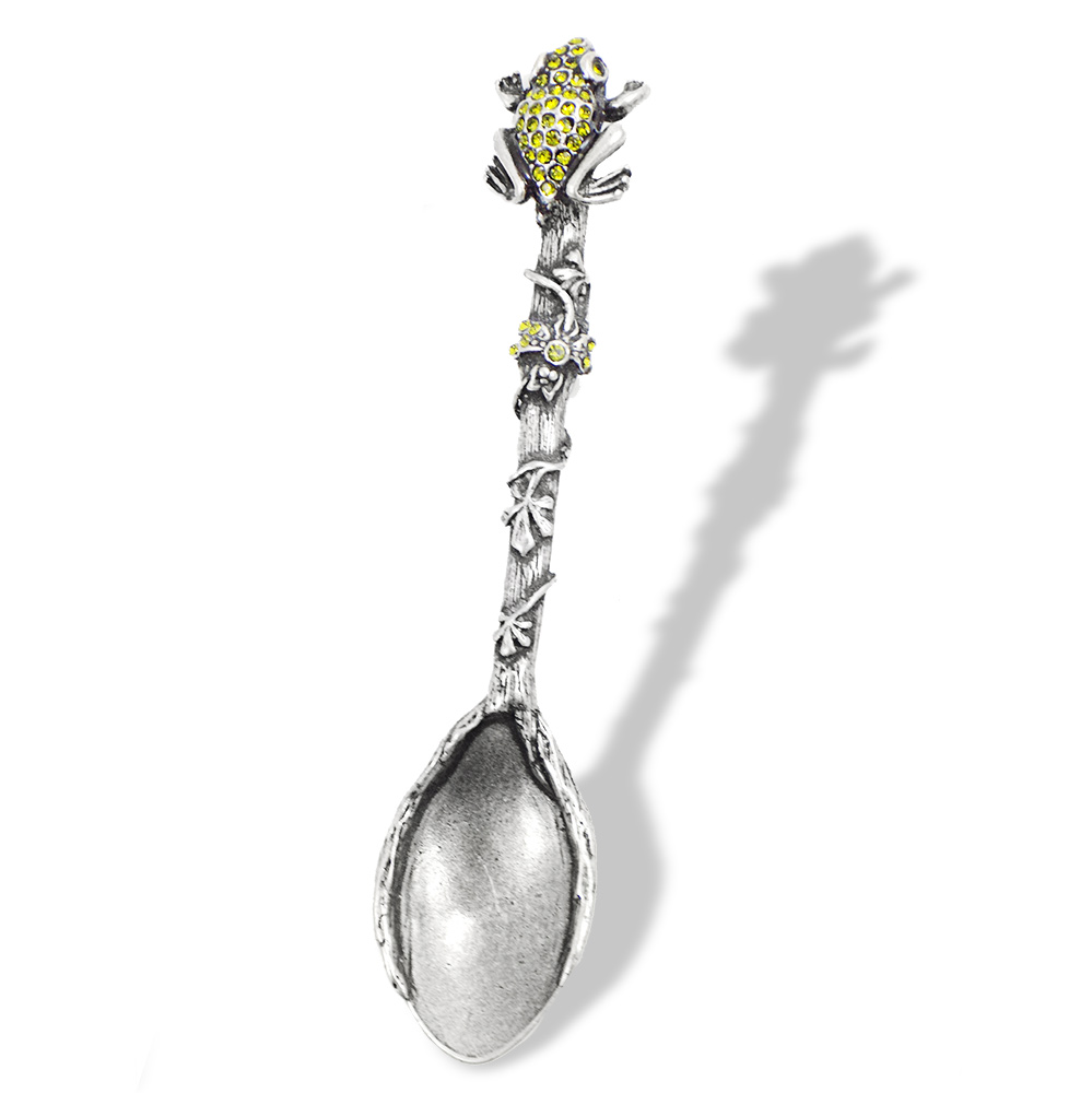Passover Gifts - Pewter And Crystal Honey Frog Spoon
