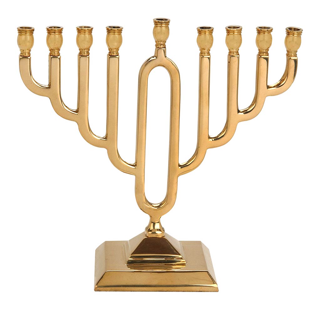 Hanukkah Menorahs Polished Brass Contemporary Menorah