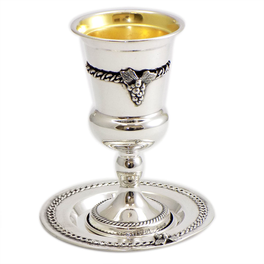 Shabbat Kiddush Cups Silver Plated Grape Kiddush Cup Tray
