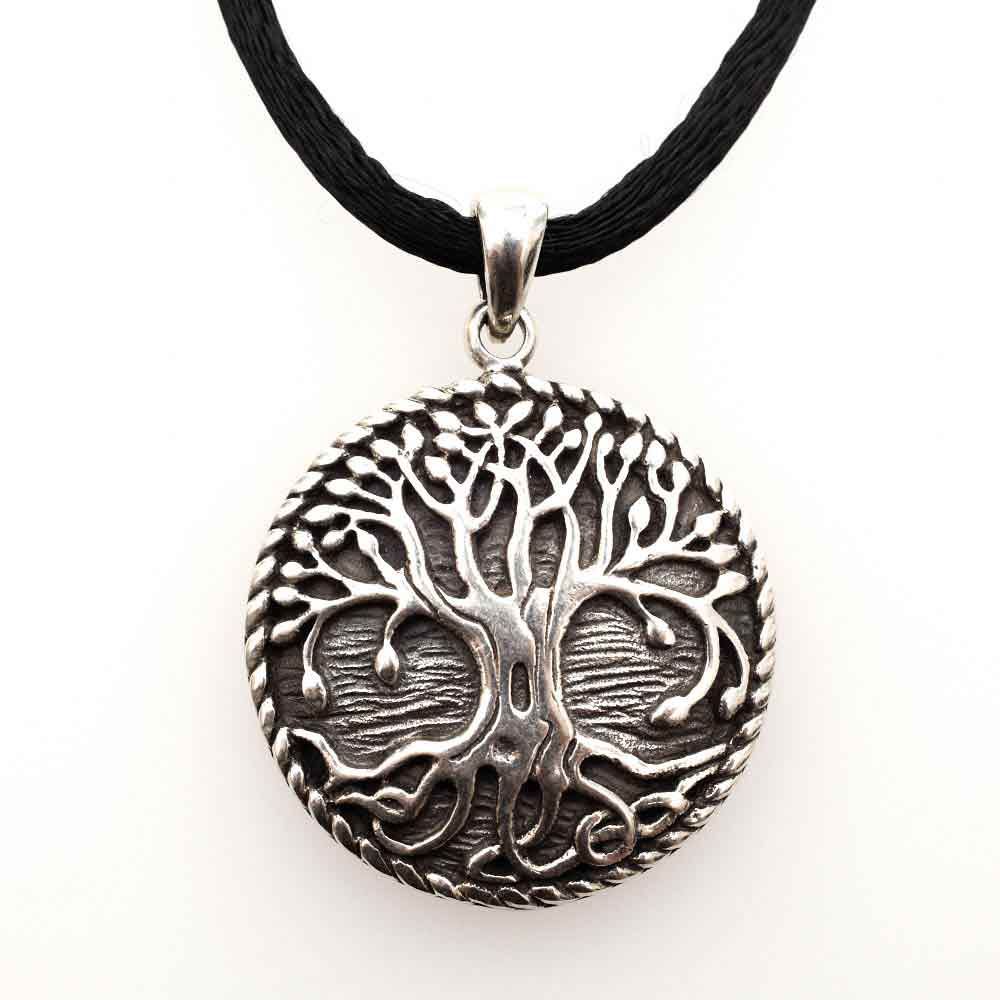 Jewish Jewelry-Judaica Tree Of Life Medallion Silver Patina