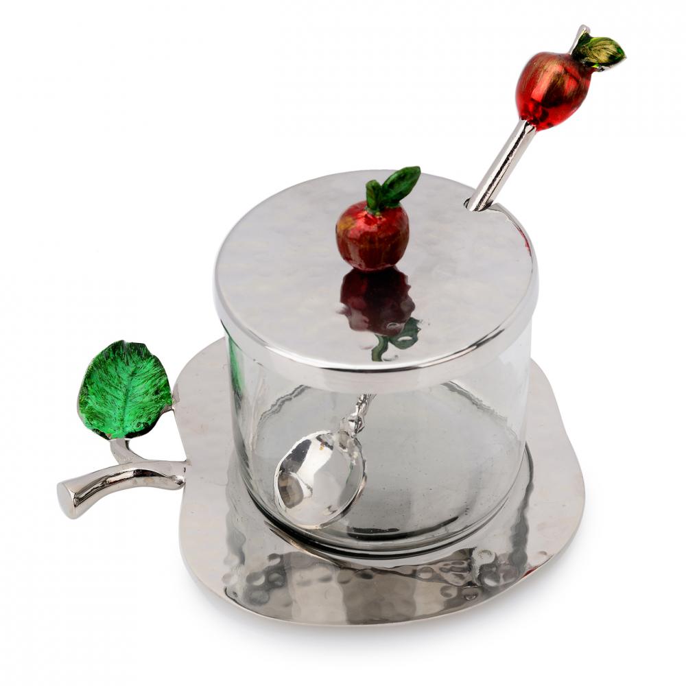 Jewish High Holiday GiftsRosh Hashanah Stainless And Glass Apple Honey