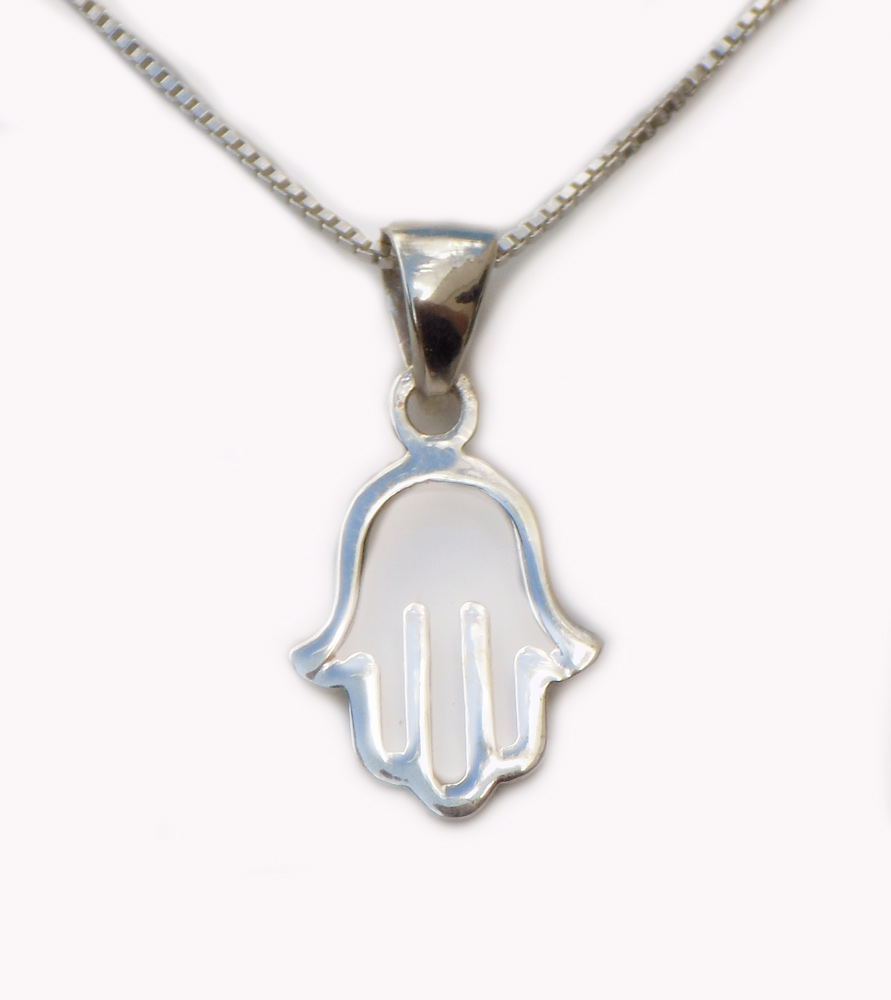 Jewish Jewelry-Sterling Silver Hamsa Pendant Necklace