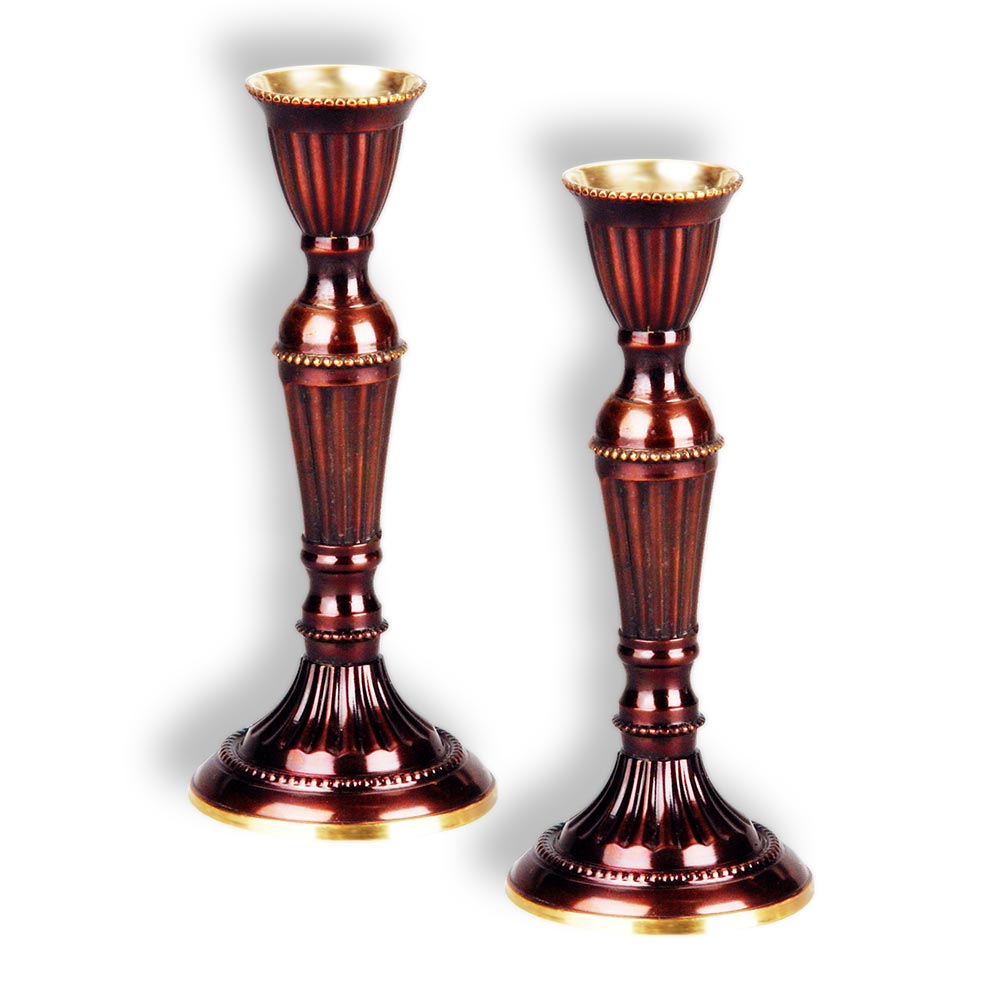 Shabbat Candlesticks Tall Brass Copper Shabbat Candlesticks