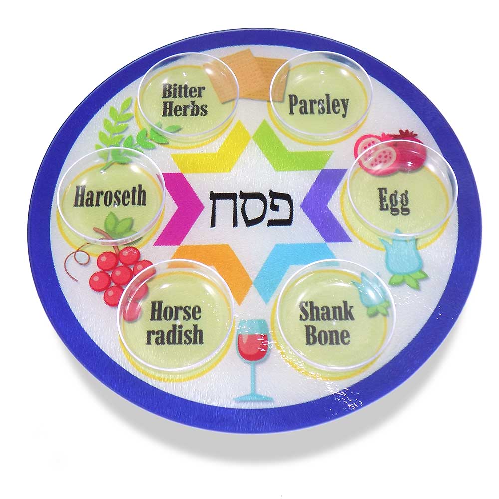 Tempered Glass Graphic Seder Plate